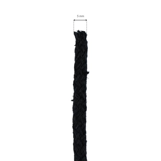 Sznurek - Bawełniany 5 mm/1 m czarny