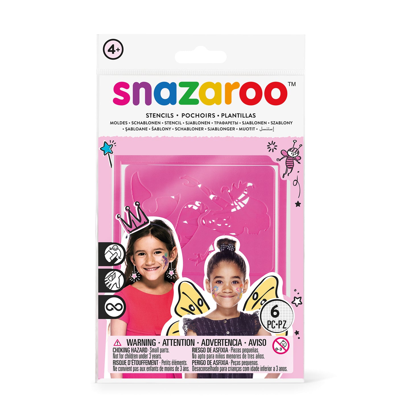 Šablony na malování na obličej Snazaroo - Pro holčičky 6 ks