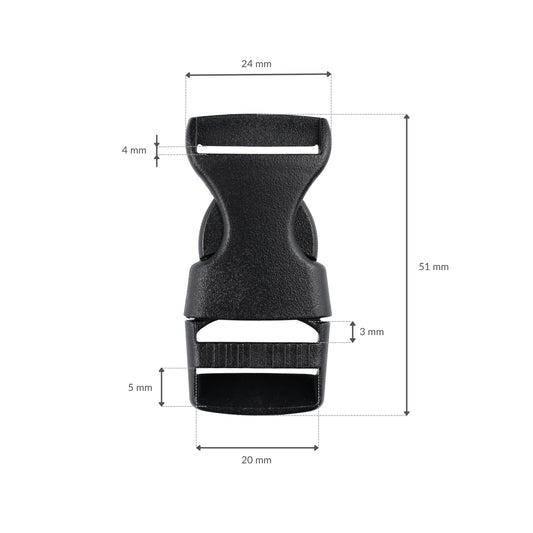 Plastiková přezka - 20x51 mm černá 1 ks
