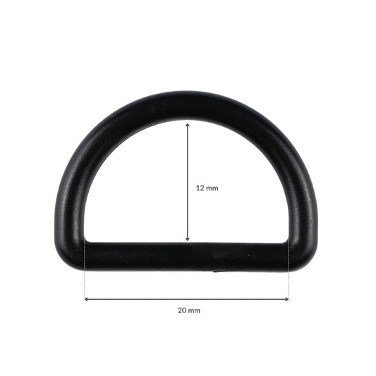 Plastikové půlkroužek - 20/12 mm černý 1 ks