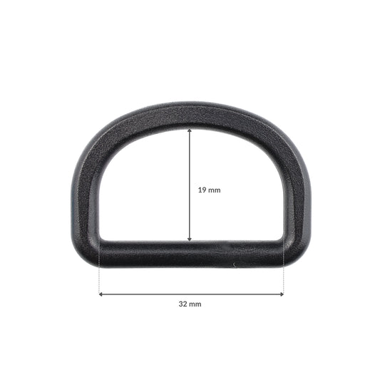 Plastikový polokroužek - 32/19 mm černý 1 ks
