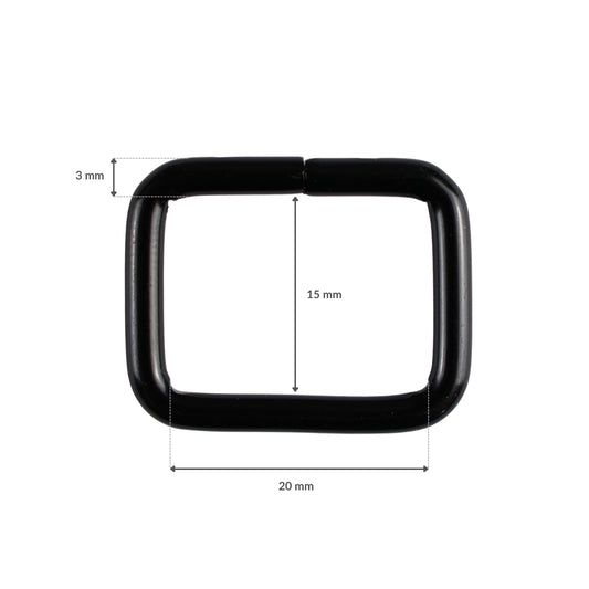 Kovový rámeček - 20/15/3 mm matná černá 1 ks