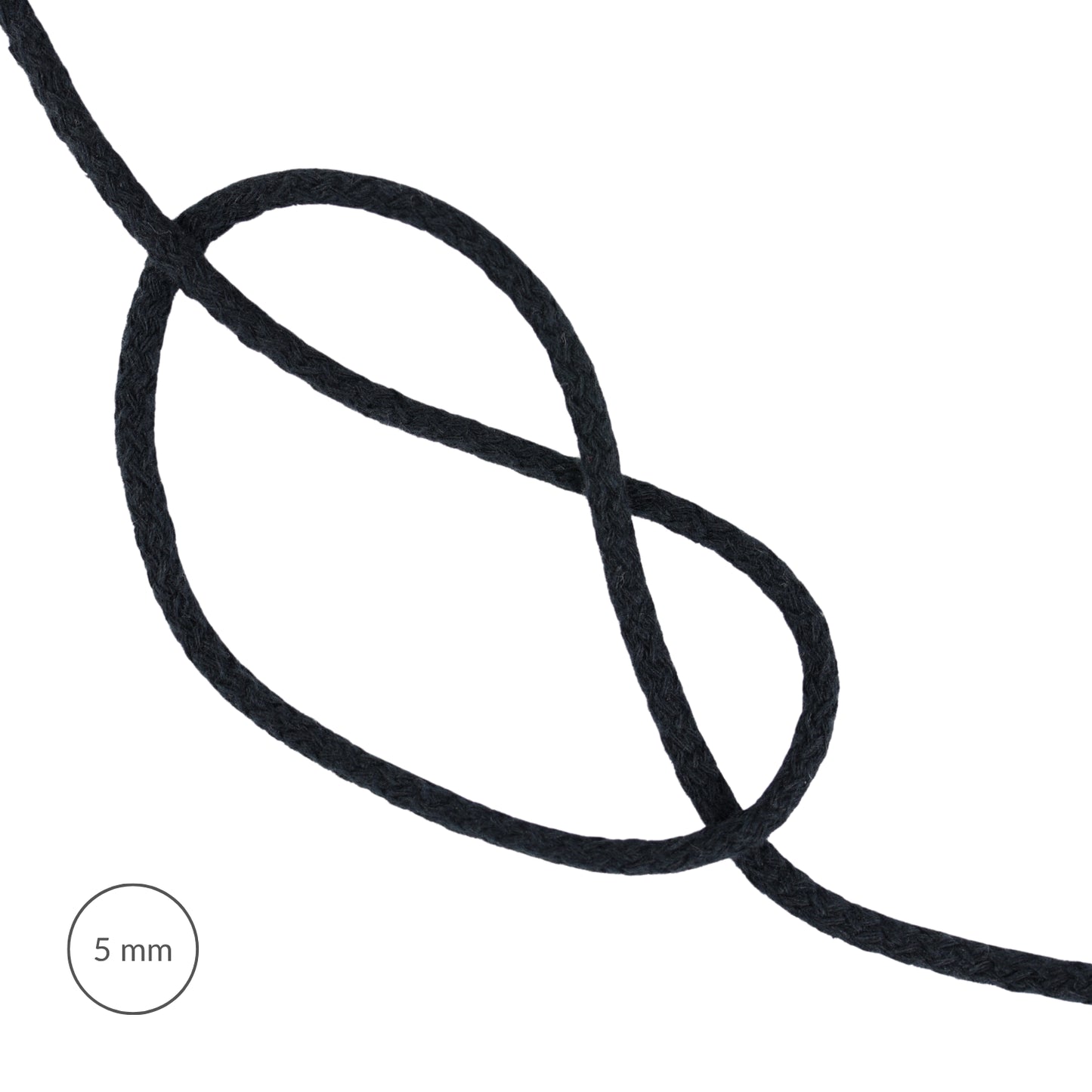 Cord - Cotton 5 mm/1 m black