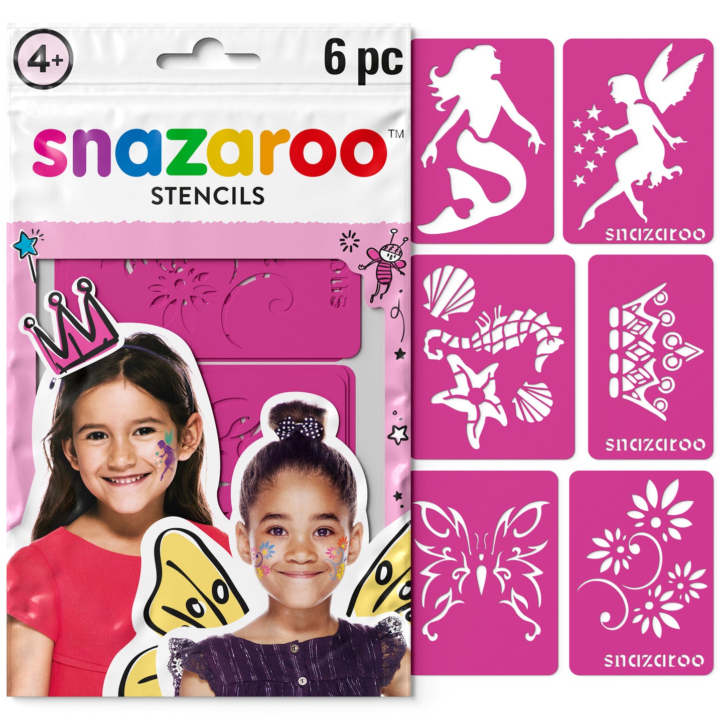 Šablony na malování na obličej Snazaroo - Pro holčičky 6 ks