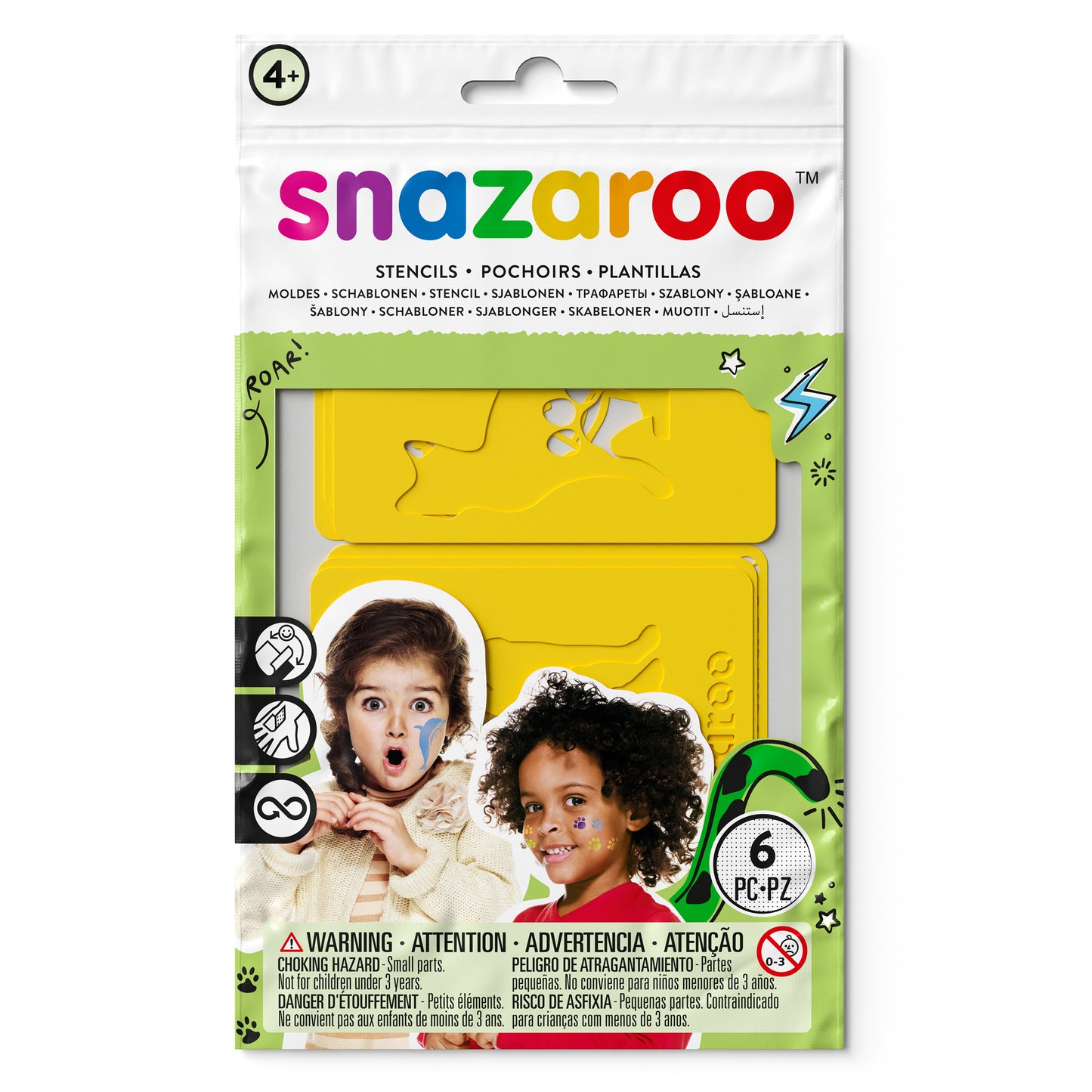 Šablony na malování na obličej Snazaroo - Univerzální 6 ks