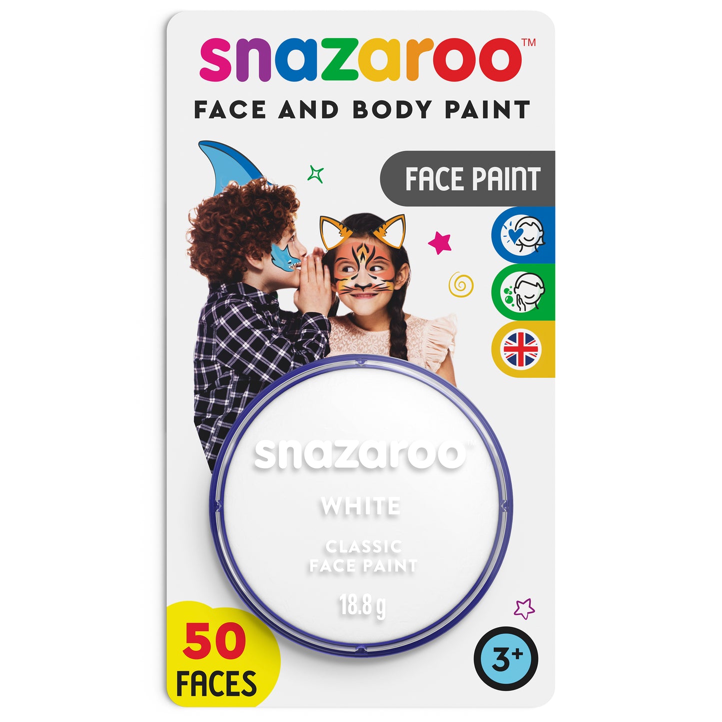 Barva na obličej a tělo Snazaroo - Bílá 18 ml