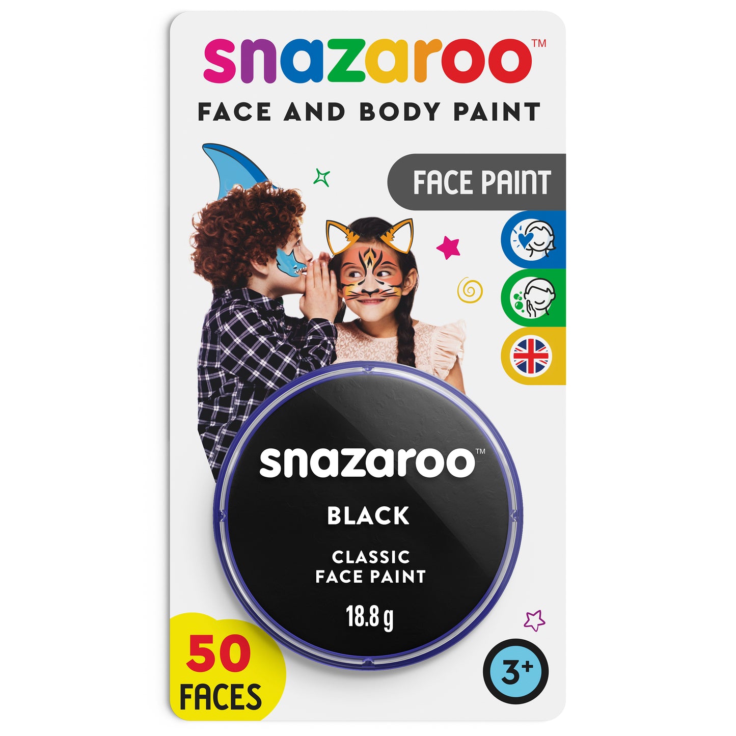 Barva na obličej a tělo Snazaroo - Černá 18 ml