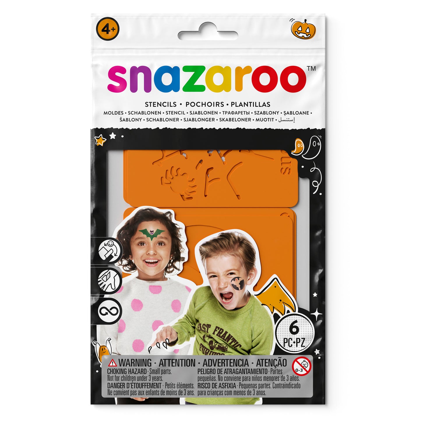 Šablony na malování na obličej Snazaroo - Halloween 6 ks