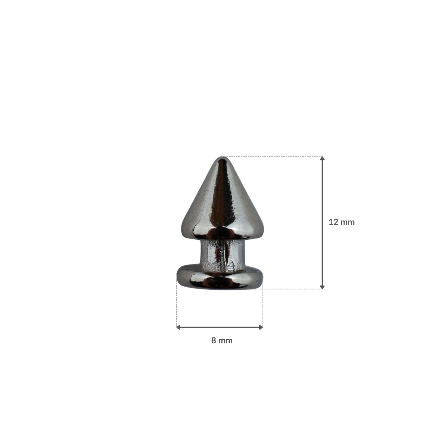 Metal cone studs - 8/12 mm nickel 1 pc.