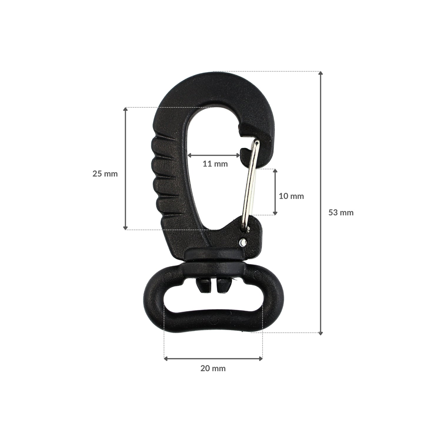 Plastic swivel snap hook - 20 mm black 1 pc.