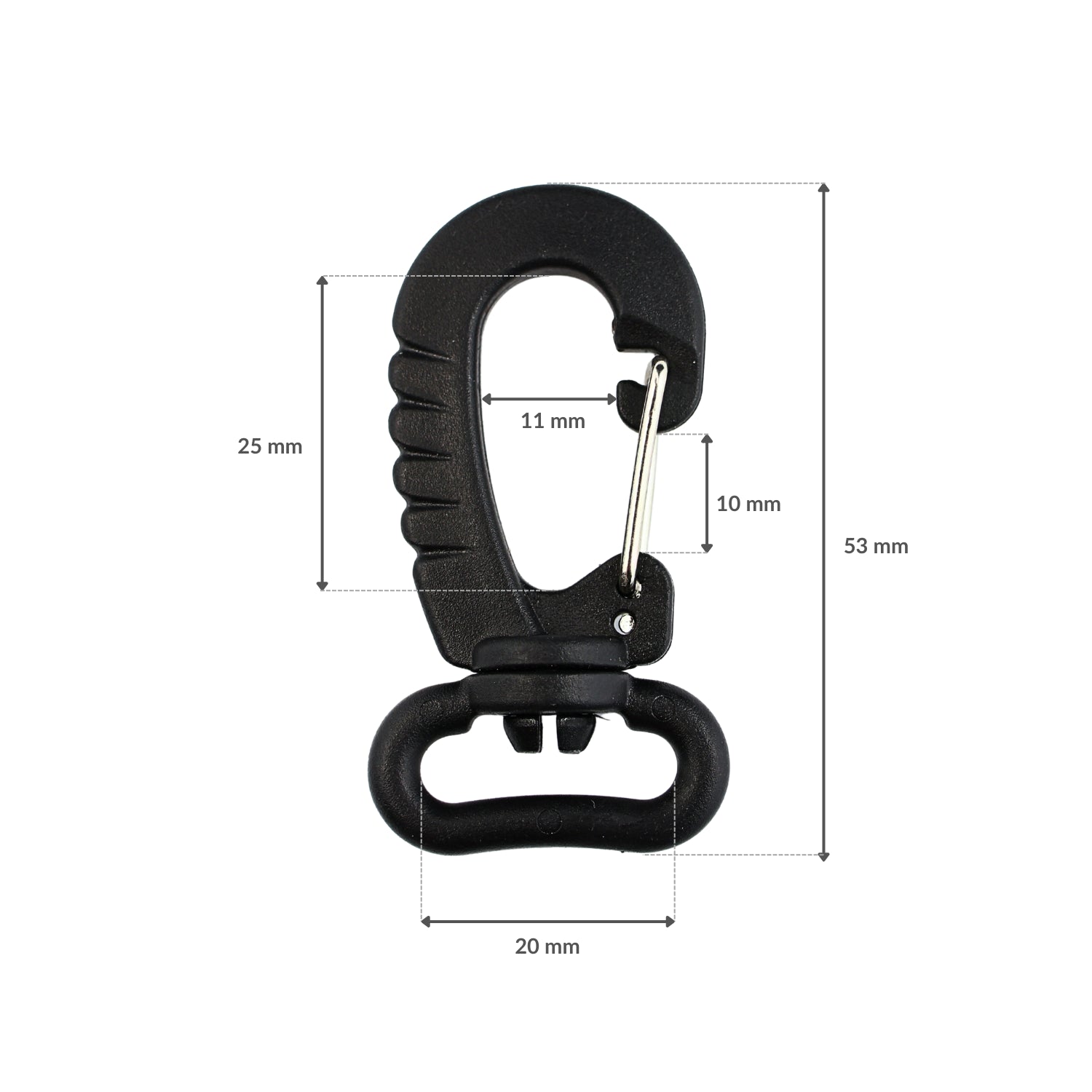 Plastic swivel snap hook - 20 mm black 1 pc.
