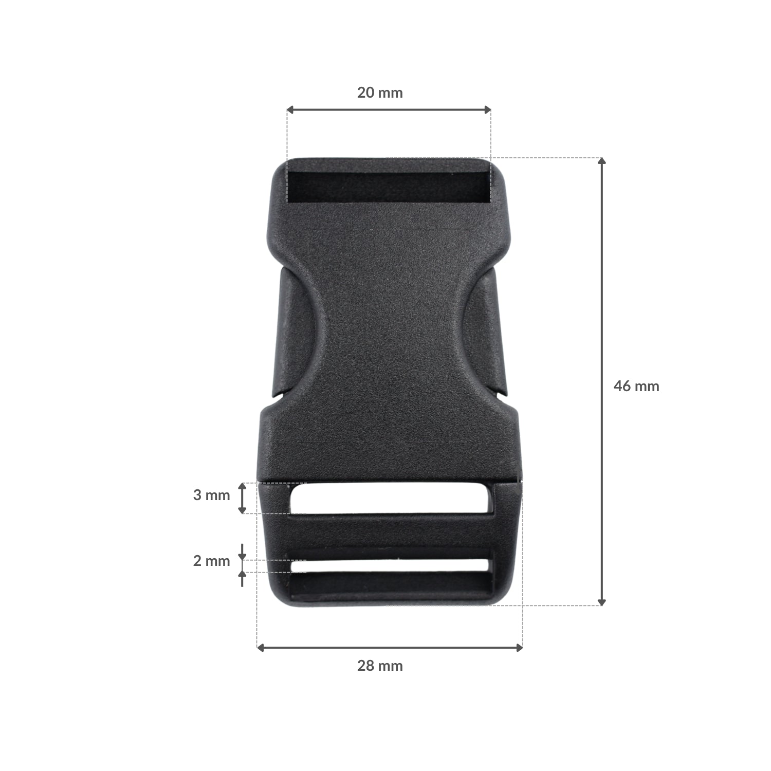 Plastic buckle - 20x46 mm black 1 pc.