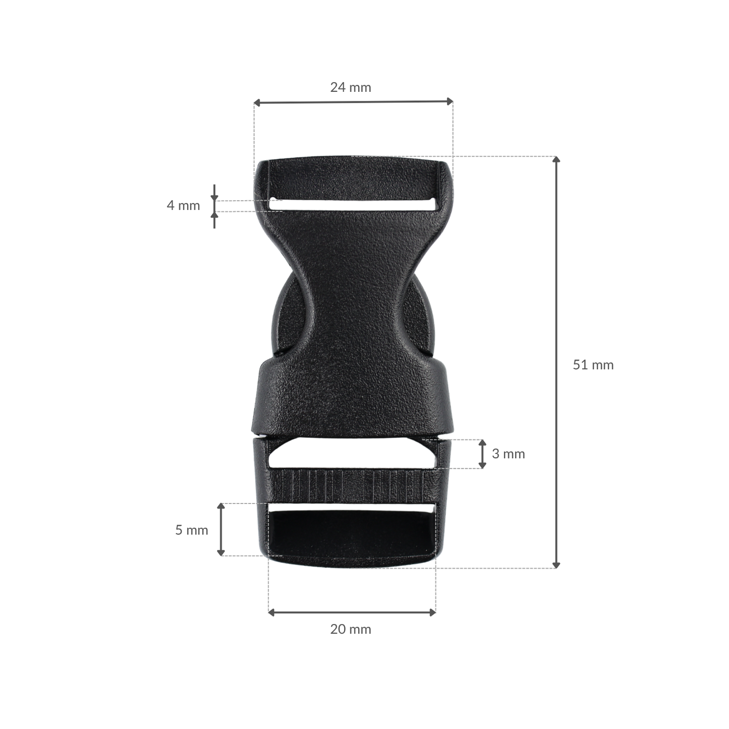 Plastiková přezka - 20x51 mm černá 1 ks