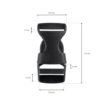 Plastiková přezka - 20x51 mm černá 1 ks