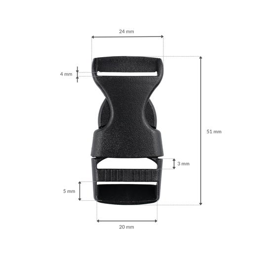 Plastiková přezka - 20x51 mm černá 1 ks