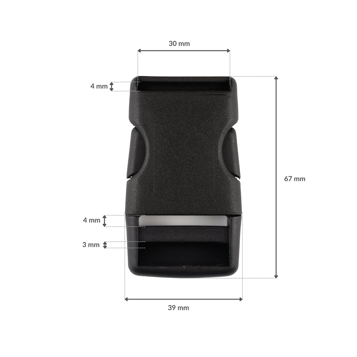 Plastic buckle - 30x67 mm black 1 pc.