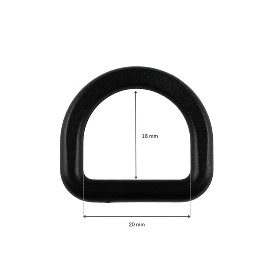 Plastikové polokroužek - 20/18 mm černý 1 ks
