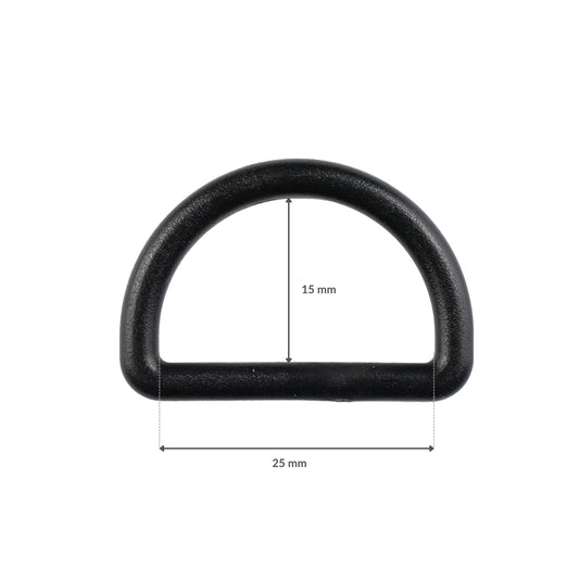 Plastikové půlkružítko - 25/15 mm černé 1 ks