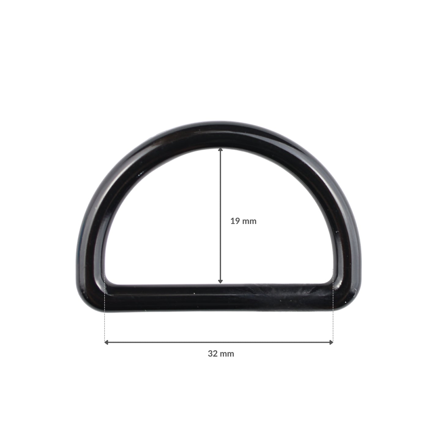 Plastic D-ring - 30/19 mm black 1 pc.