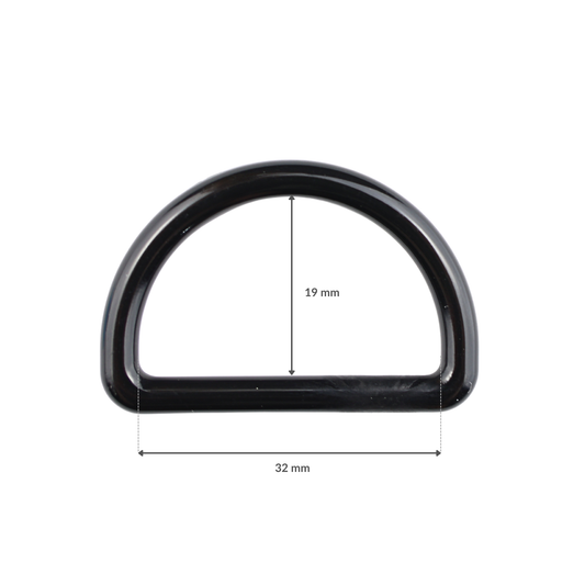 Plastikové půlkroužek - 30/19 mm černý 1 ks