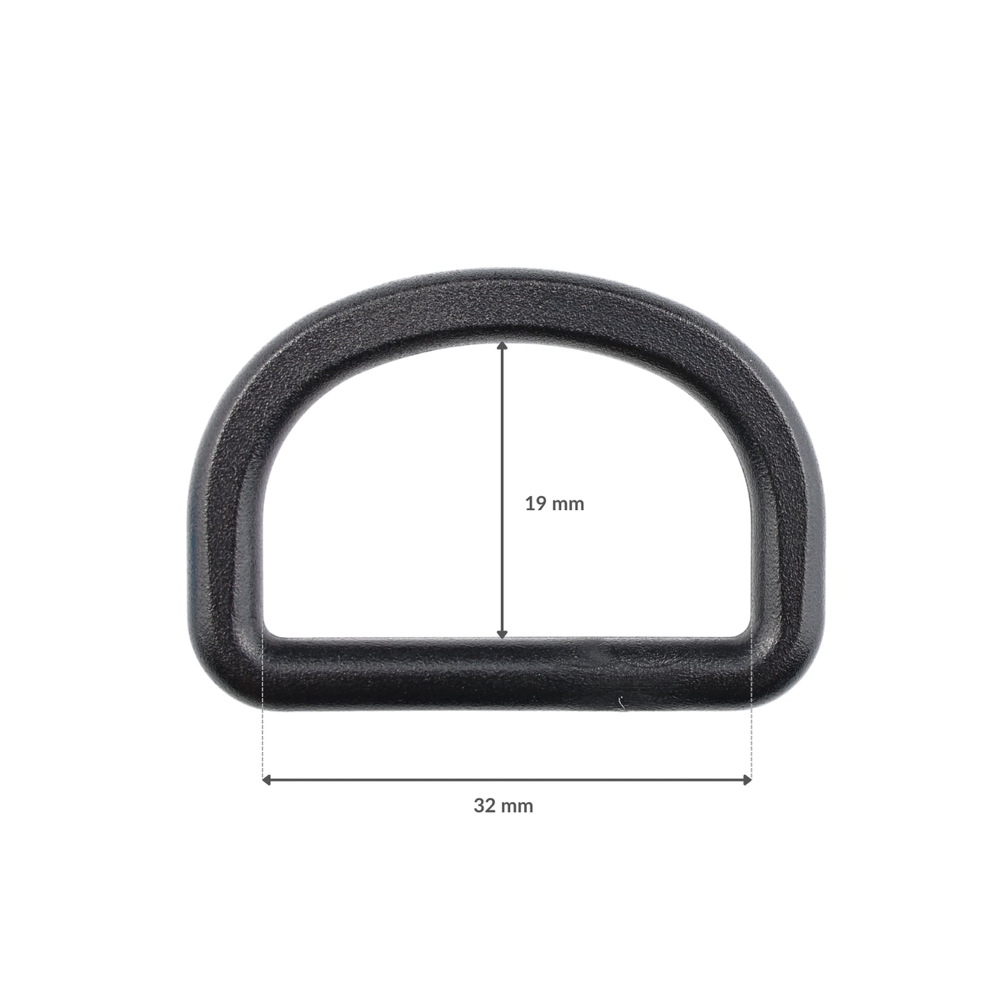 Plastic D-ring - 32/19 mm black 1 pc.