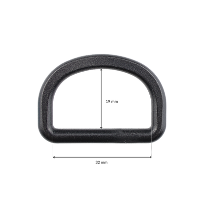 Plastikový polokroužek - 32/19 mm černý 1 ks
