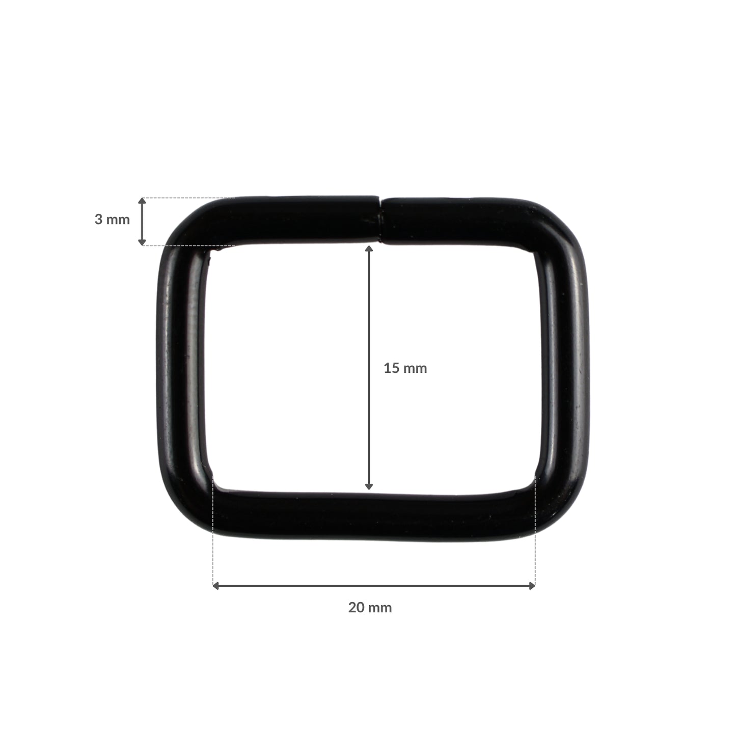 Metal frame - 20/15/3 mm matte black 1 pc.