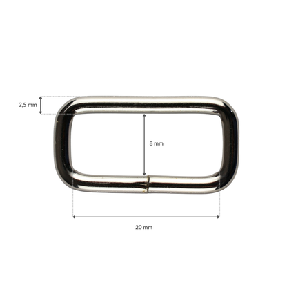 Kovový rámeček - 20/8/2,5 mm nikl 1 ks