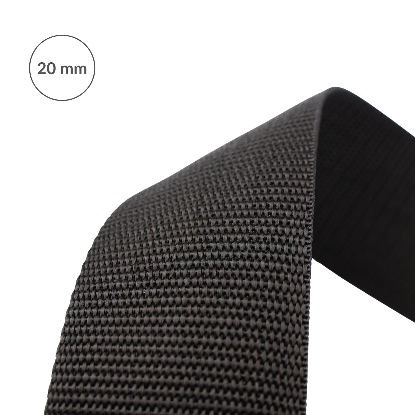 Polypropylene webbing - 20 mm/1 m black