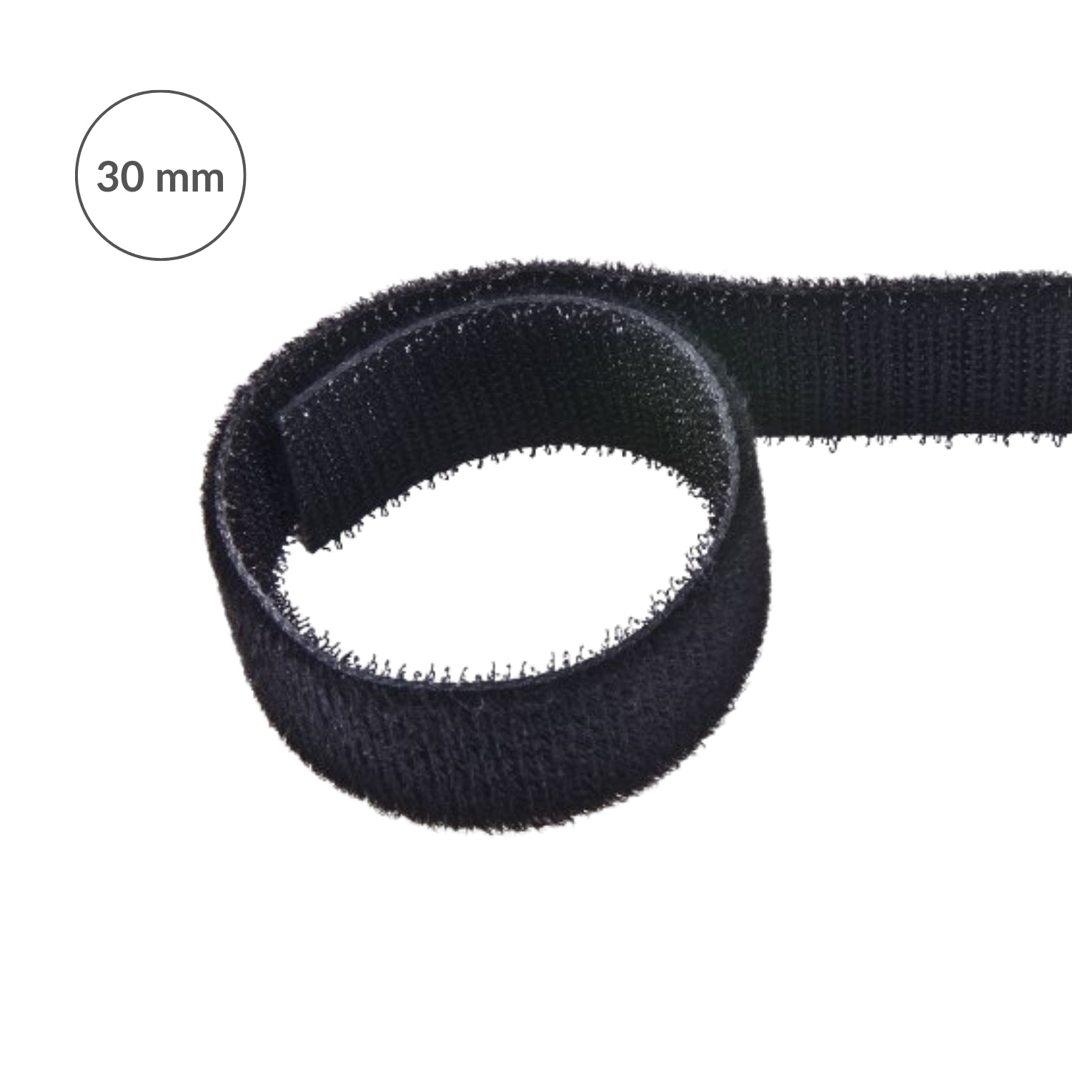 Hook and loop tape - double-sided 30 mm/1 m nylon black