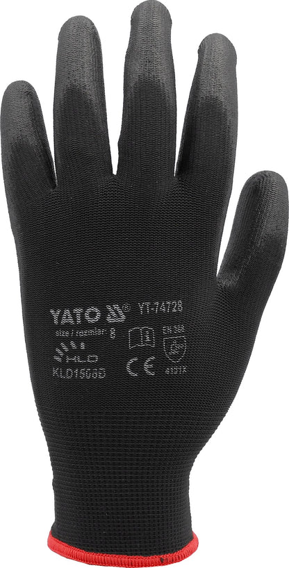 Pracovní rukavice nylon/PU Yato - černé velikost 10