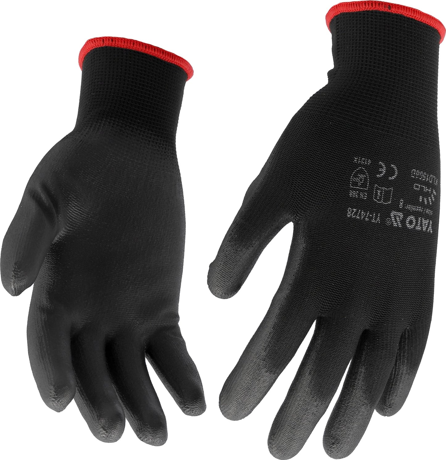 Pracovní rukavice nylon/PU Yato - černé velikost 10