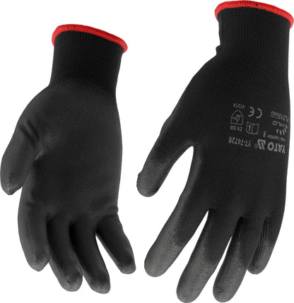 Pracovní rukavice nylon/PU Yato - černé velikost 10