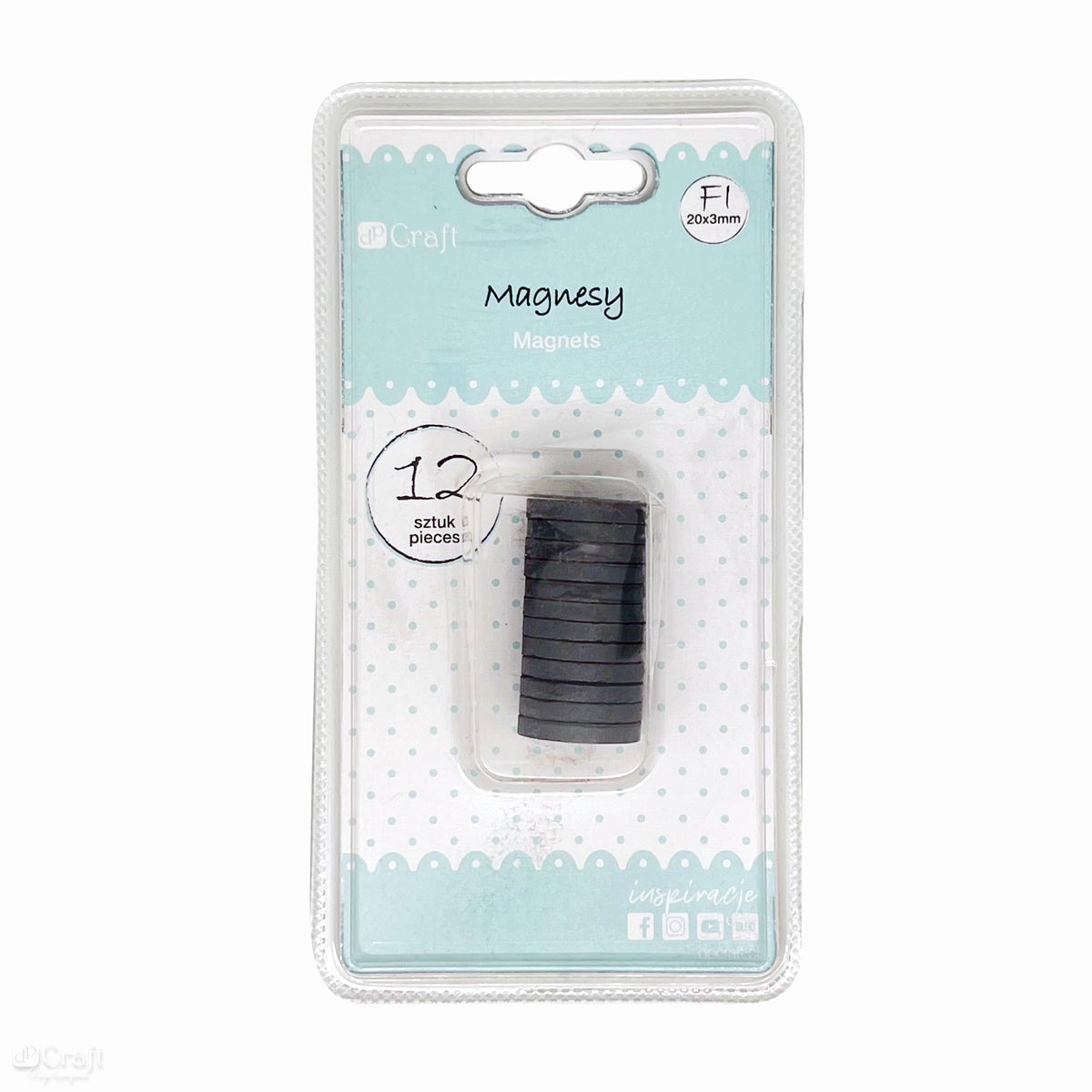 Magnesy DpCraft - průměr 20 mm x 3 mm, 12 ks